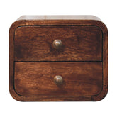Mini Curved California Walnut Wall Mounted Bedside Table | Wall-Mounted