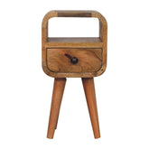 Extra Mini Oakish Curve Open Slot Bedside Table