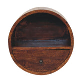 Floating Circle Chestnut Bedside Table
