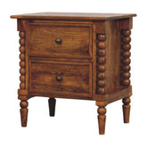Spindle Leg Amber Oak Bedside Table