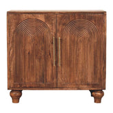 Arco Groove Sideboard Chest of Drawers | Brass Solid Mango Wood Hand-Carved