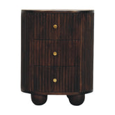 Curved Fluted 3-Drawer Bedside Table | Brass Velvet