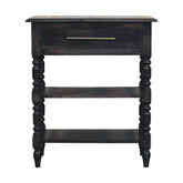 Heritage Turned-Leg Side Table Accent Piece | Brass Solid Mango Wood