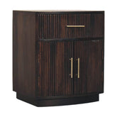 Milan Bedside Table | Brass Velvet Fluted