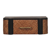 Rattan Curve Wall-Mounted Drawer Bedside Table