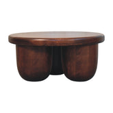 Clara Sculpted Coffee Table | Oak Solid Mango Wood Hand-Carved