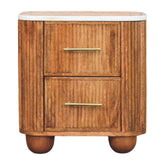 Aurora Marble Bedside Table | Marble-Effect Solid Mango Wood