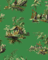Vintage Oriental Wallpaper - Bright green