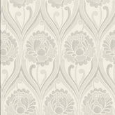 Vintage floral damask Wallpaper - Pearl White