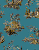 Vintage Oriental Wallpaper - Turquoise