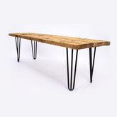 Bespoke Solid Wooden Bench - Industrial Steel Hairpin Leg & Rustic Seating