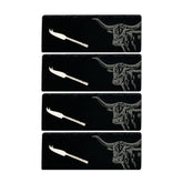 Texas Longhorn Mini Slate Cheese Board & Knife Sets - Set of 4