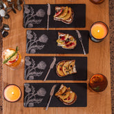 Thistle Trio Mini Slate Cheese Board & Knives - Set of 4