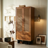 Kaylee Rattan Wardrobe, Solid Wood