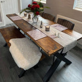 Dining Table Set - Custom Size and Finish Wooden Table with Benches