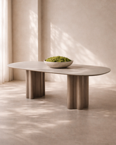 Moon Dining Table - 240 - Cocoa & Cream Ceramic