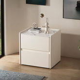 Mursi Bedside Table, Solid Wood, Cream