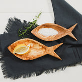 Olive Wood Fish Shaped Bowls - Set of 2