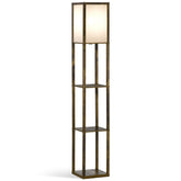 HOMCOM 3-Tier Floor Lamp, Floor Light with Storage Shelf, Reading Standing Lamp with Acrylic Shade for Living Room, Bedroom, Kitchen, Dining Room, Office, Dorm, 160cm, Brown