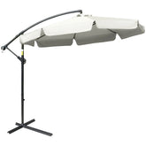 Outsunny 2.7m Garden Banana Parasol Cantilever Umbrella with Crank Handle and Cross Base for Outdoor, Hanging Sun Shade, Cream White