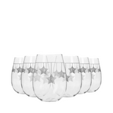 Krosno Star Stemless Wine Glasses - Silver Hanging Stars - 500ml - Set of 6