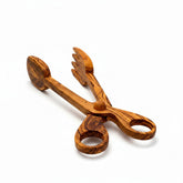Olive Wood Salad Tongs | Wooden Serving Cooking Scissors Spoon Fork Food Clamps