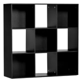 HOMCOM 3-tier 9 Cubes Storage Unit Particle Board Cabinet Bookcase Organiser Home Office Shelves Black