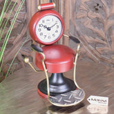 Retro Barber Clock Red Hairdressing Chair