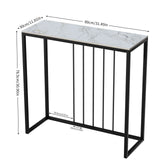 80CM Long Rectangle Marble Console Table for Living Room Entryway Accent Table Metal Frame