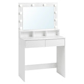 White Wooden Dressing Table Make up Cosmetic Table with Adjustable LED Lighting Mirror vanity dresser for Gilrs Women Bedroom