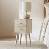Minimalist Mango Wood White Logan Narrow Bedside Table