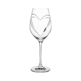 Diamante Wine Glass with Heart Shaped Cut - In Gift Box