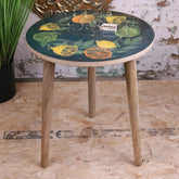 Saitras Enamel Top Table Citrus Design - Green