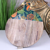 Saitras Round Chopping Board 48cm Enamel Citrus Design - Green