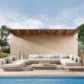 Scott Rattan Outdoor Sofa Set, Wood Base Sofa