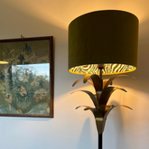 Olive Green Velvet & Zebra Cotton Double Sided Drum Lampshade | Handmade Ceiling Light Shade | Bespoke UK