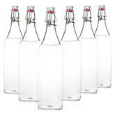 Bormioli Rocco Round Swing Top Bottle - 1 Litre - Set of 6