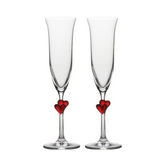 Stolzle Lausitz L'Amour Heart Champagne Flutes - Set of 2 - In Gift Box