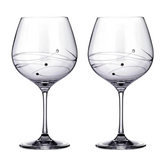 Diamante Gin Glasses with Spiral Design Cutting - Set of 2 - In Gift Box