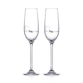 Diamante Petit Champagne Flutes with Heart Design - Set of 2 - In Gift Box
