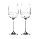 Diamante Wine Glasses with Spiral Design Cut - Set of 2 - In Gift Box
