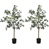 HOMCOM 2 Pack Artificial Plants, Faux Silk Eucalyptus Trees