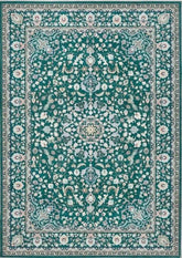 Eco-Washable Green Rug Medallion Design