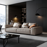 Zora Two Seater Sofa, Real Leather, Beige