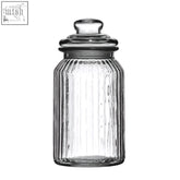 Clear abbie ribbed glass storage jar 1300 ml with vertical ridges and matching lid for stylish glass storage solutions
