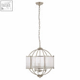 Silver-finished abira pendant light with clear glass rod shade and chain suspension for stylish lighting decor