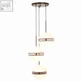 Modern three ball matt black pendant light with frosted glass spheres and dark metal accents for stylish lighting