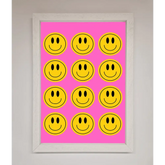 Acid Smile Faces Framed Poster - A3 (29.7 x 42 cm) / White - Framed Print