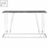 Ackley console table with sleek black marble top and polished chrome legs perfect for modern entryways or living rooms