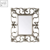 Silver ornate adelere entwined swirl wall mirror with intricate floral and scrollwork swirl design detailing